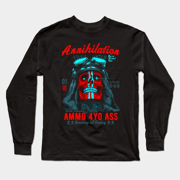 Tokebi Red Annihilation Skull Long Sleeve T-Shirt by Yamabushi's Kawaii Store